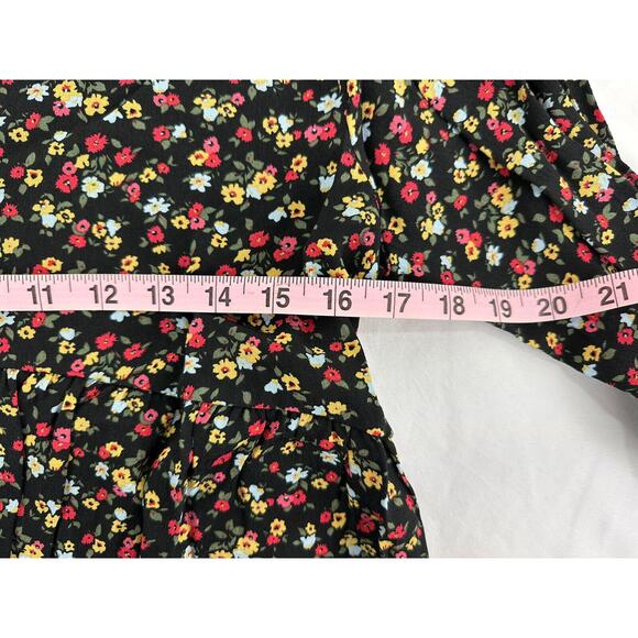 The Nines by Hatch Womens Blouse Size Small V-Neck Black Floral NWT Long Sleeve - Picture 7 of 10